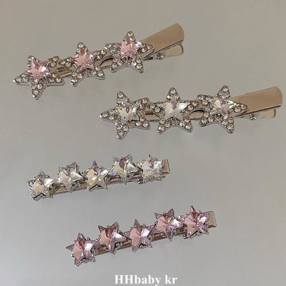 Wholesale Millennium Girls Silver Star Water Diamond Metal Hair Clips